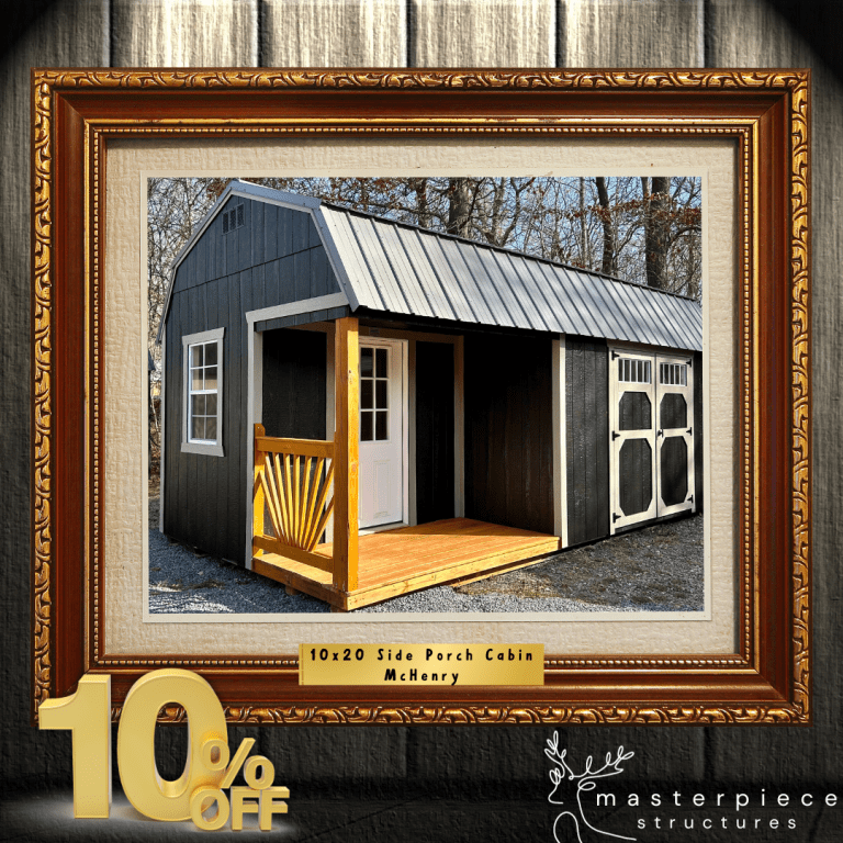 10×20 Lofted Side Porch Cabin – Black
