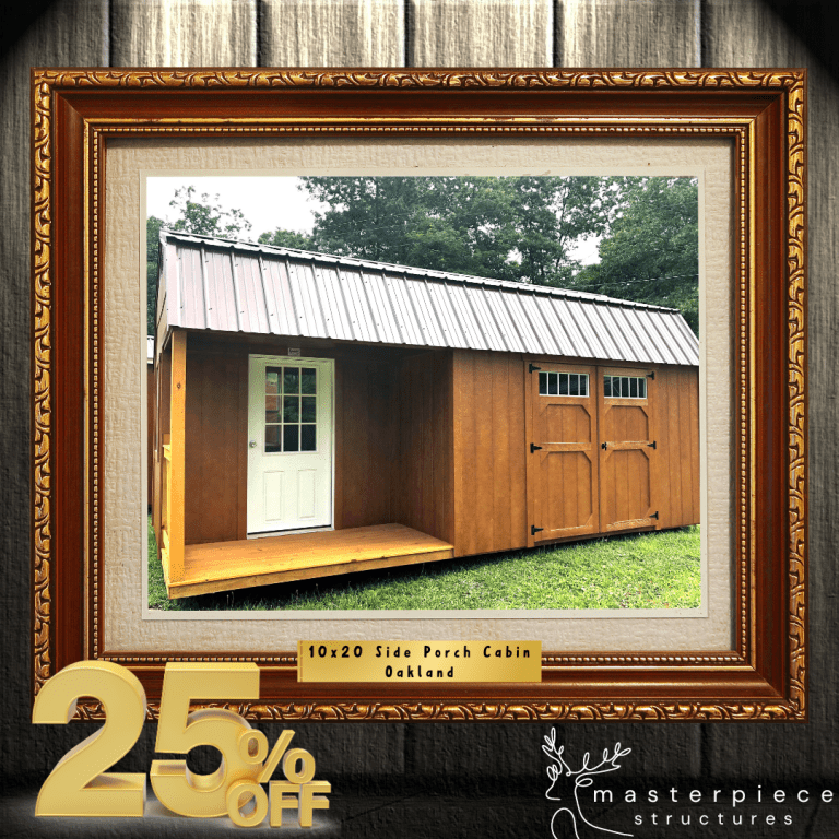10×20 Lofted Side Porch Cabin – Urethane Cedar